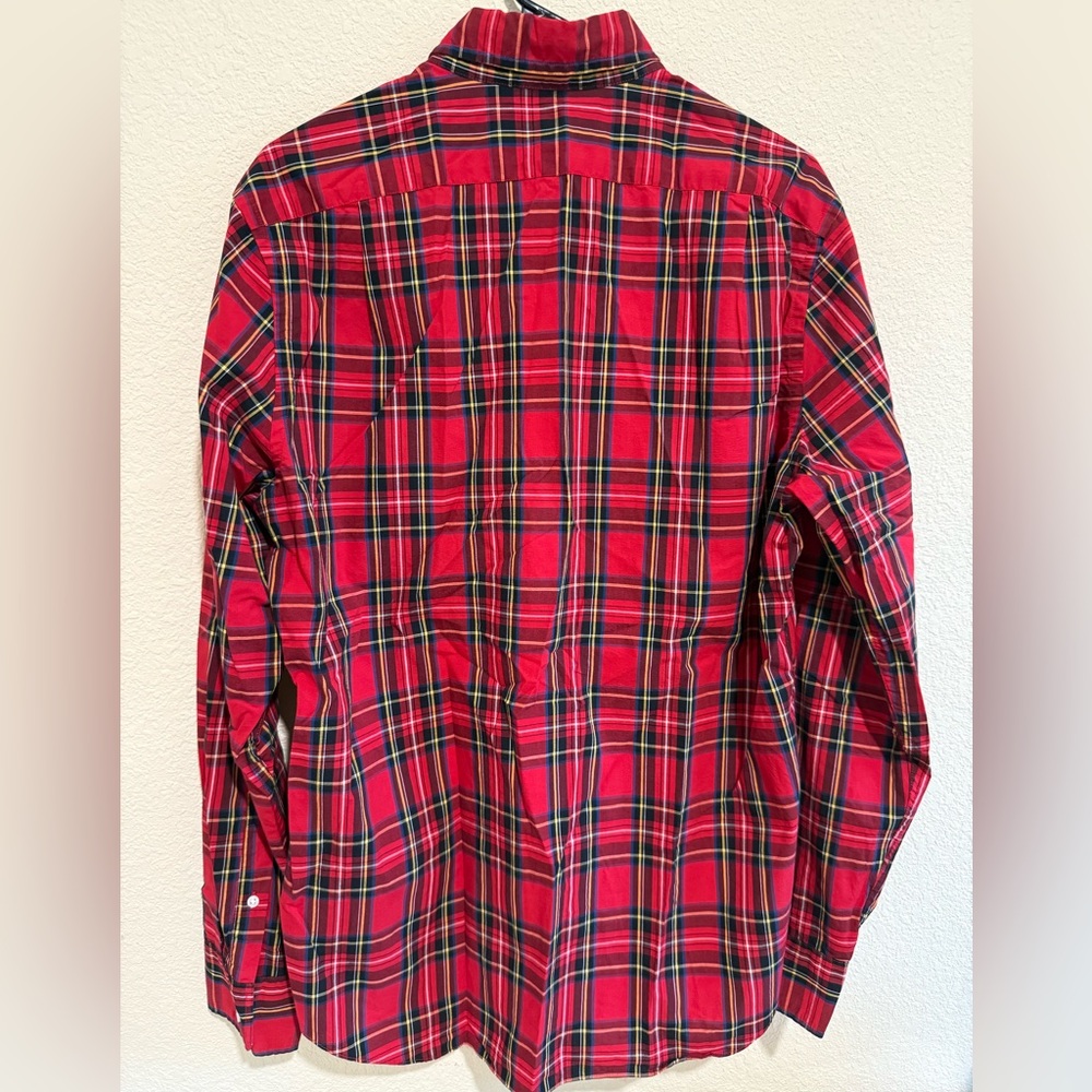 J. Crew Men's Red and Green Plaid Button Down Shirt - Picture 3 of 3